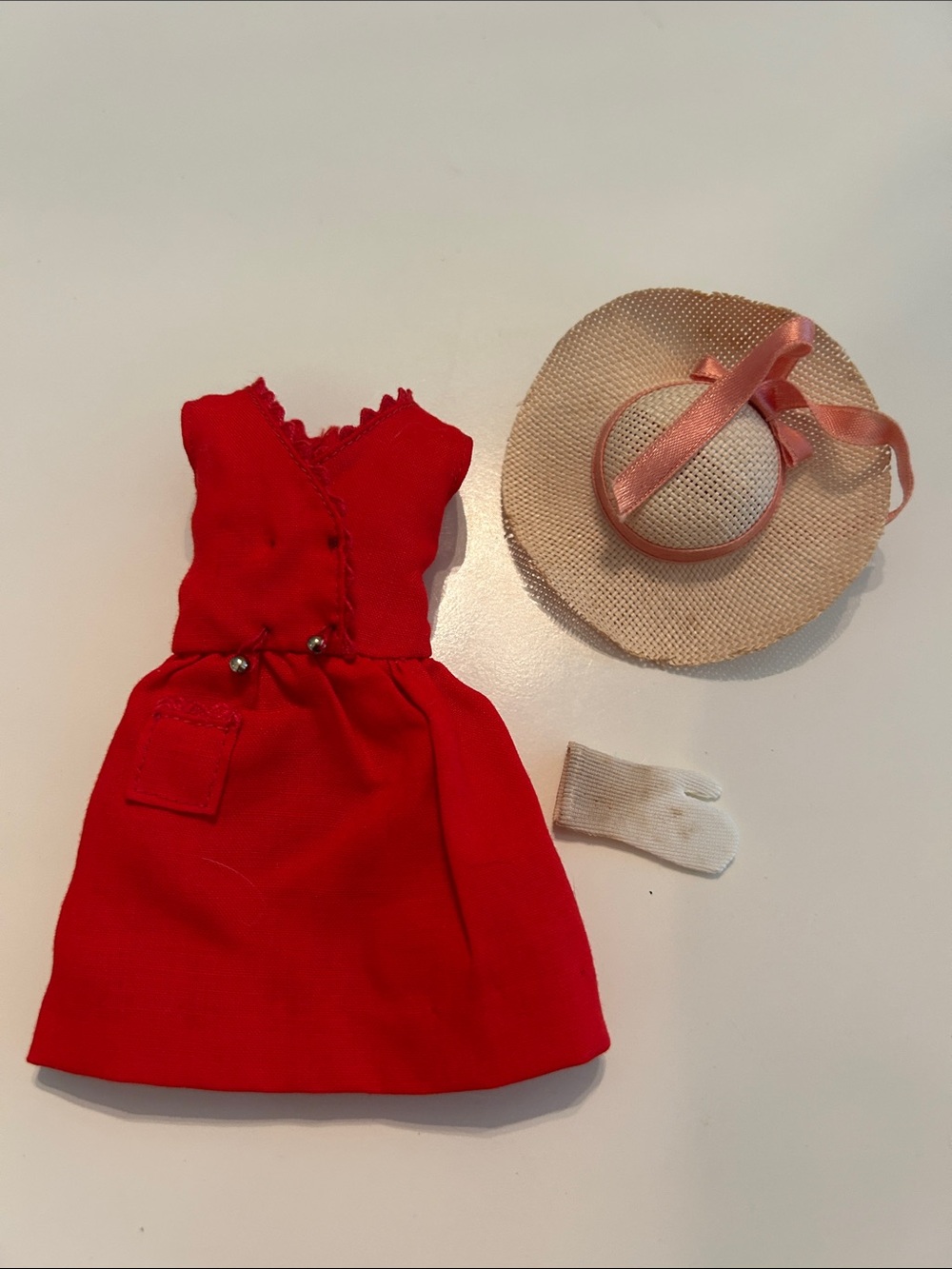 Vintage Skipper Red Sensation Dress, Hat, and Glove 1964